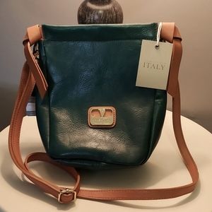 Luxurious Handcrafted Genuine Italian Pebbled Leather Forest Green Shoulder Bag